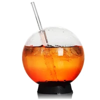 400ml transparent creative sphere shaped cocktail glass home bar party reusable drinking straw cup wine juice glass ja55