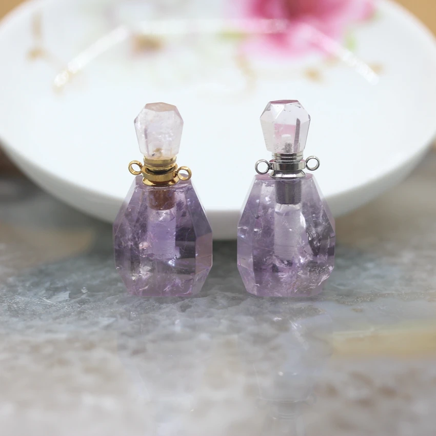 Граненые подвески в форме флакона духов аметиста натуральный кристалл кварцевый