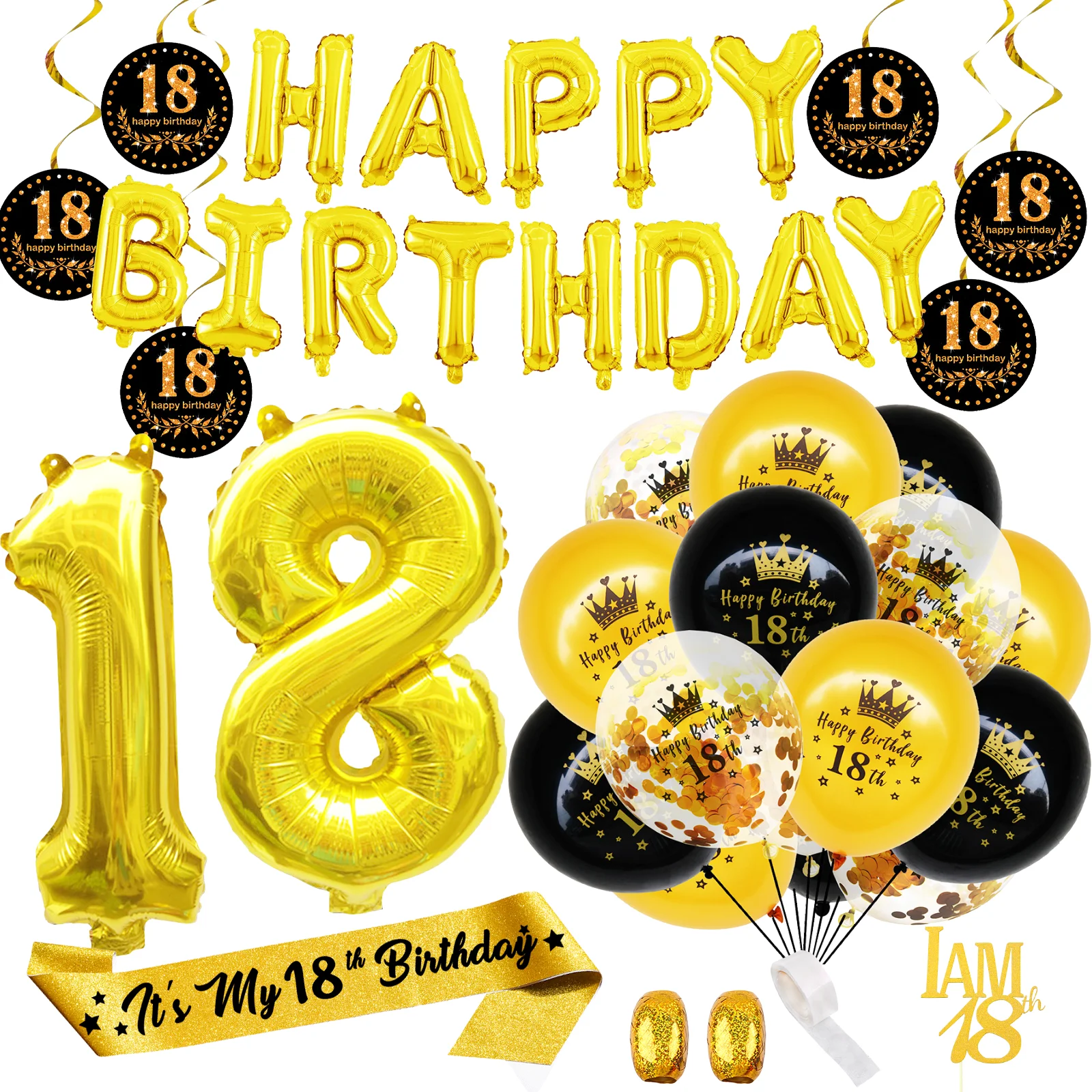

Золотистый и черный шар 18 День рождения воздушные шары 21 праздничных воздушных шаров "Сладкие 16 праздничных воздушных шаров" 16th 18th 21th шарами
