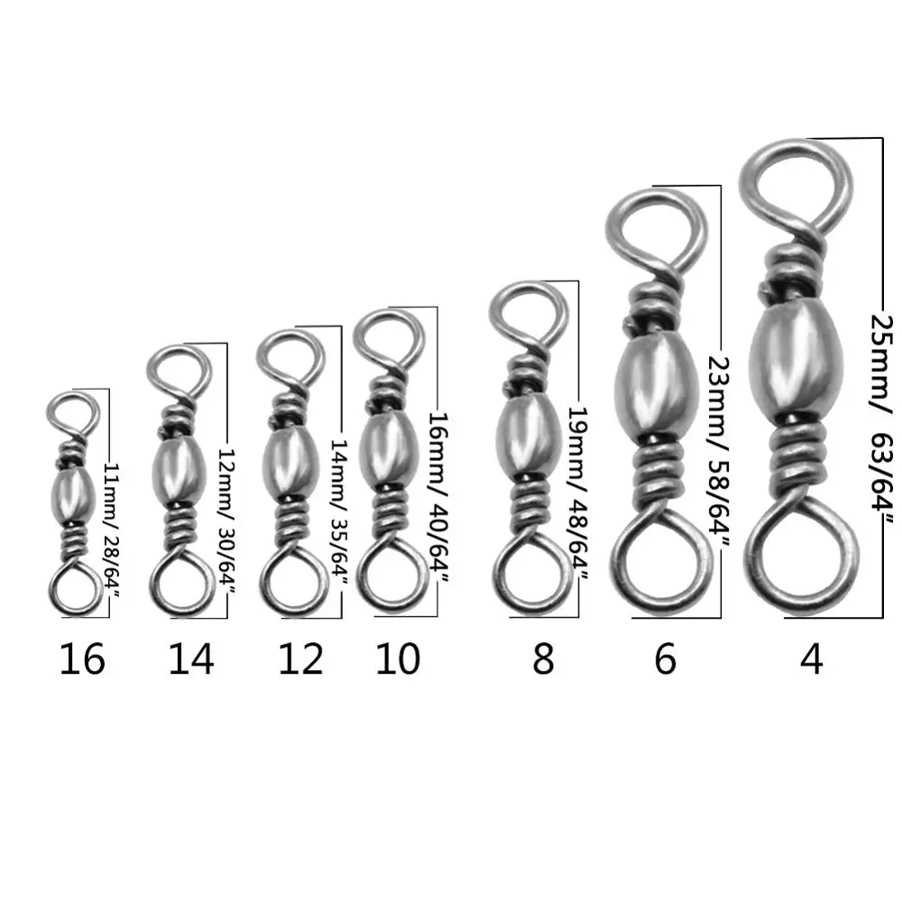 50-100pcs/box Fishing Swivel Barrel Rolling Connector 4# To 16# Hook Bearing Accessories Tackle | Спорт и развлечения