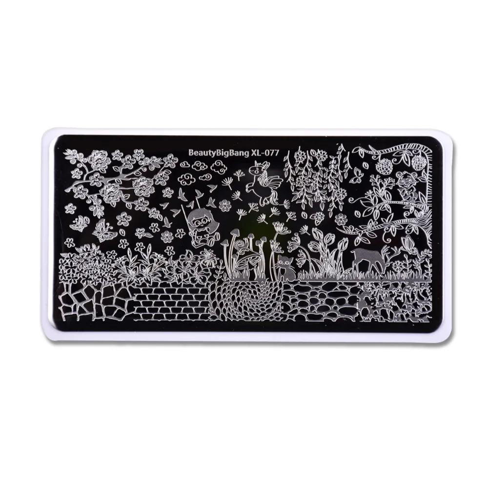 Beautybigbang ногтей штамповки пластины полосатый улыбка лицо блок клип изображения 6 см нержавеющая сталь пластины для штамповки ногтей шаблон