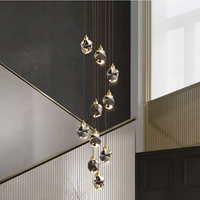 luxury design long staircase crystal chandelier modern lighting ac110v 220v lustre led plafonnier living room lamp