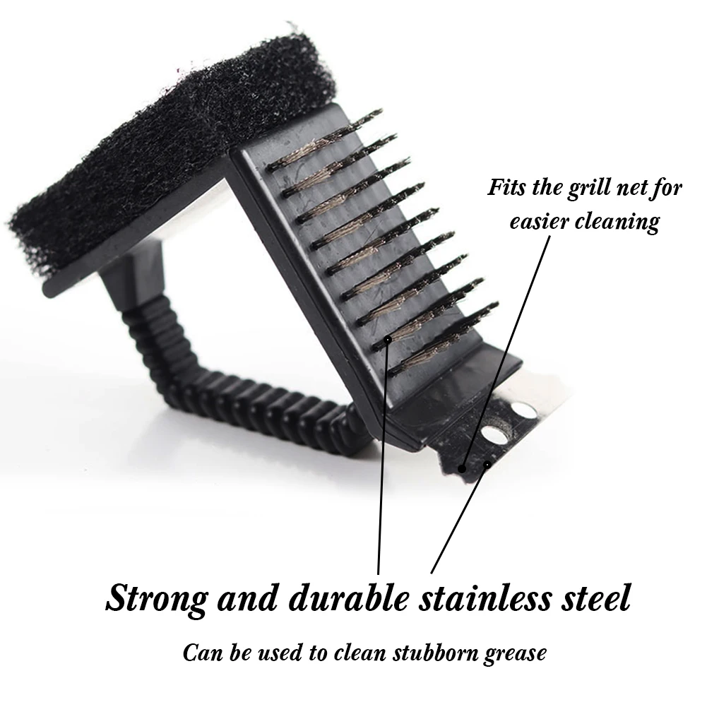 3 в 1 для чистки Гриля и барбекю многофункциональная Чистящая щетка инструмент
