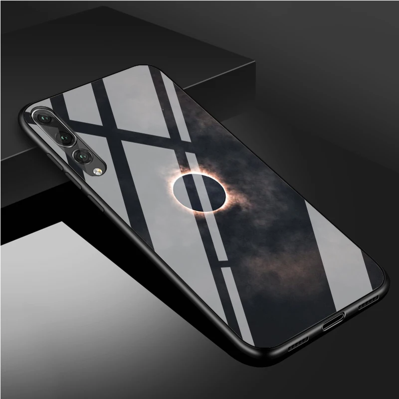 Mountain мраморный солнце и луна лес чехол для телефона из закаленного стекла Huawei P20