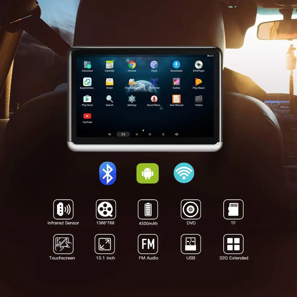 Портативный DVD-проигрыватель на Android 6.0 двойной экран IPS-дисплей 10 1 дюйма