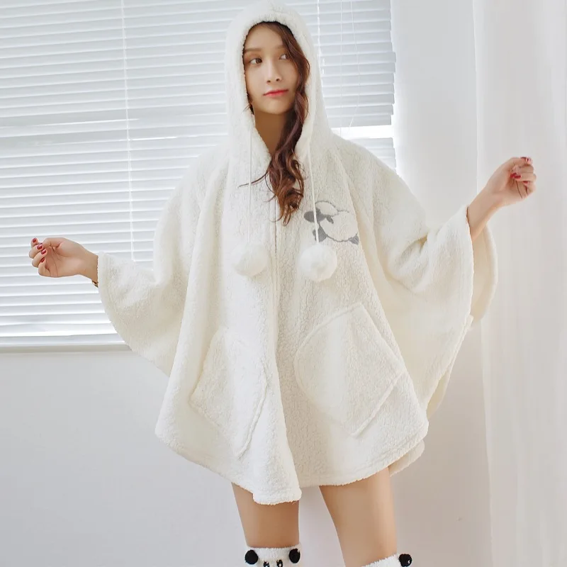 

Winter Princess Kimono Bride Kawaii Cute Sleepwear Robe Dressing Gown Plus Size Women Bathrobe with Stocking Night Robe White