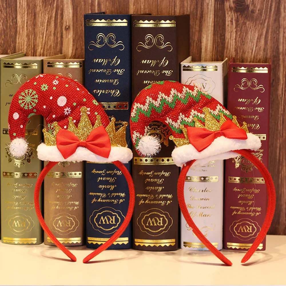 Рождественский обруч на голову вечерние головные уборы повязка стрейч головной