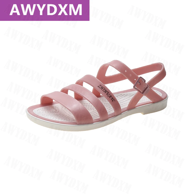 

Women Open Toe Flats Shoe 2021 New Autumn Sandals Slippers Designer Fashion Beach Dress Sexy PVC Flip Flops Sexy Mujer Zapatos