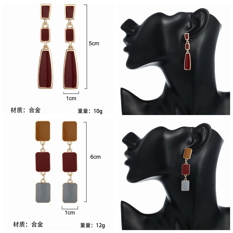 2019 корейские массивные винтажные Геометрические Квадратные серьги длинные
