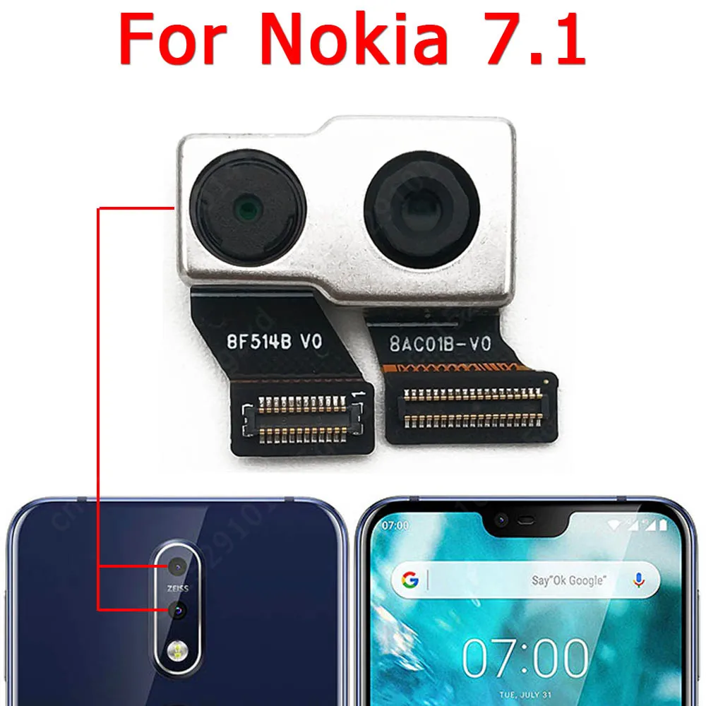 

Original Rear Camera For Nokia 7.1 Back View Main Big Backside Camera Module Flex Cable Replacement Spare Parts