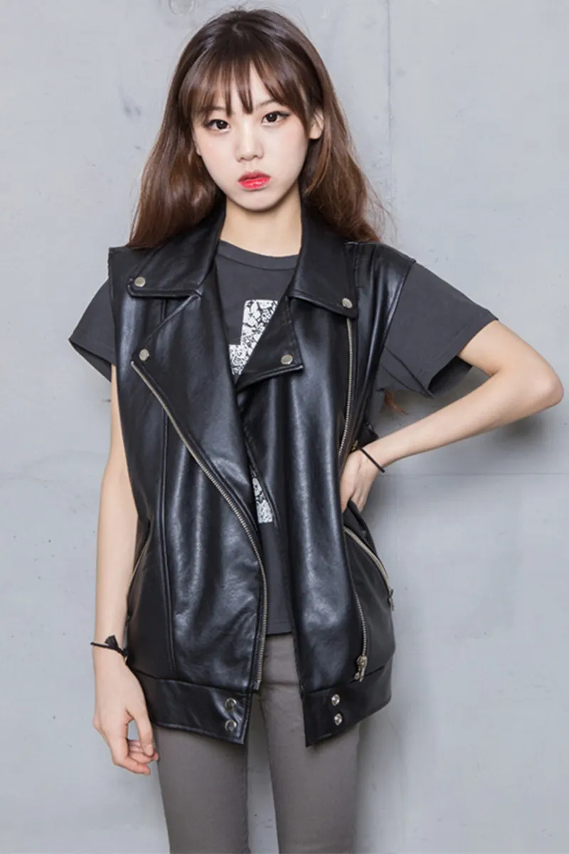 

Free shipping, plus size Genuine sheep leather women vest.motorbiker woman loose vests,sleeveless leather jacket