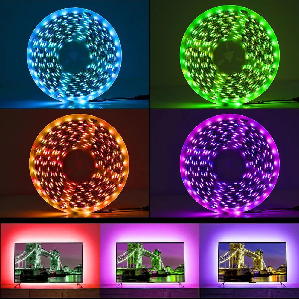 

5m RGB LED Strip lights Tape WiFi/Bluetooth control flexible 5050 5V/12V USB strip lamp For TV home room Decor,dropshipping
