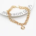 Многослойное ожерелье-цепочка на шею в стиле панк, женское винтажное крупное металлическое ожерелье, золотое кольцо, 2021