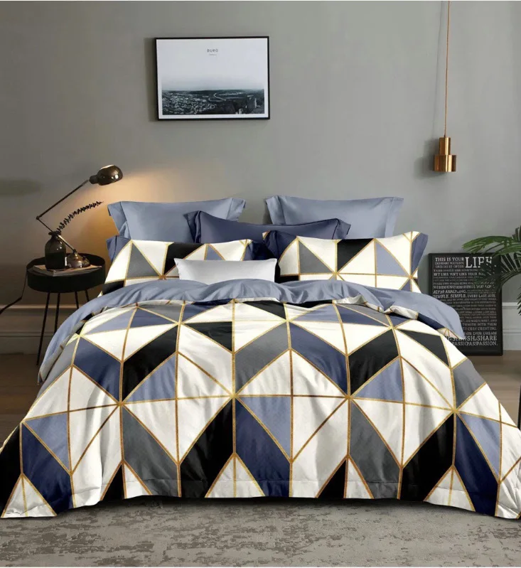 

Комплект постельного белья с простым 3d-геометрическим рисунком, двуспальное одеяло, Простый серый пододеяльник, королевский комплект