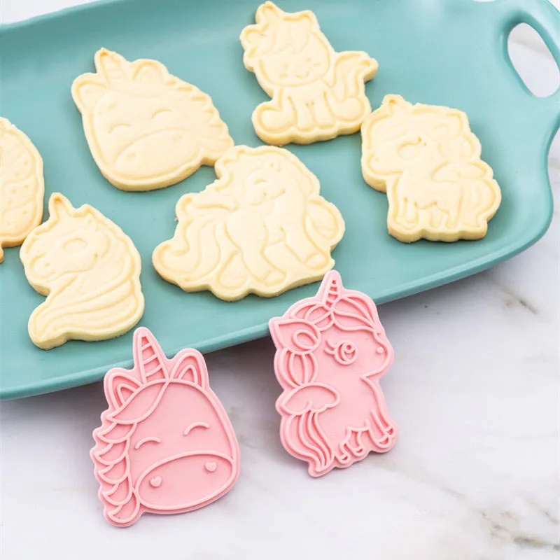 Pony Unicorn Set of Cookie Cutters 3d Cartoon Mold Plastic Pressing Fun Baking Molding Mould Baby Girl Funy Toy | Игрушки и хобби