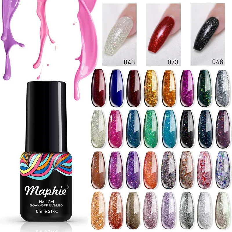 Maphie Гель-лак для ногтей все для маникюра Полупостоянный Vernish Soak Off UV/светодиодный Гель-лак нужен базовый верхний слой Блестящий цветной гель