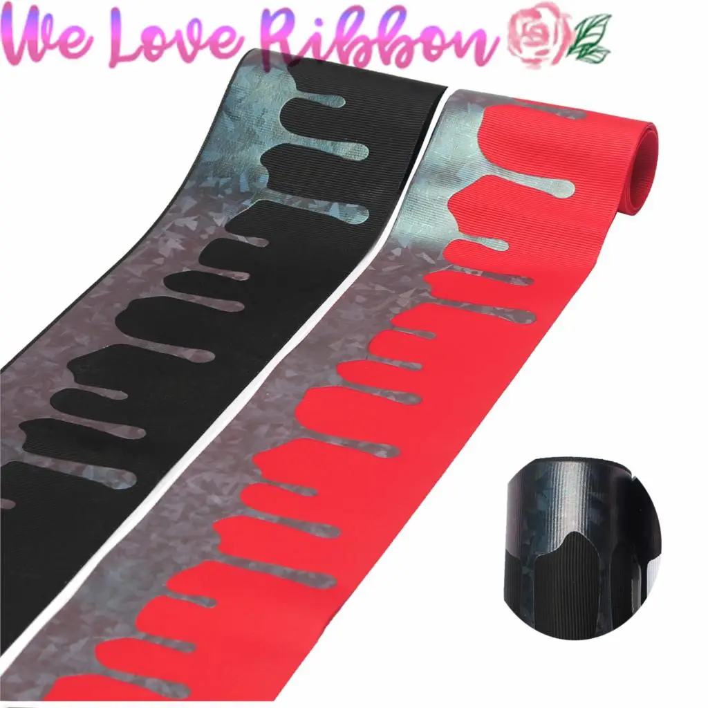 3 &quot75 мм черная голограмма Золотая фольга напечатанная твердая красная цветная корсажная лента DIY подарок