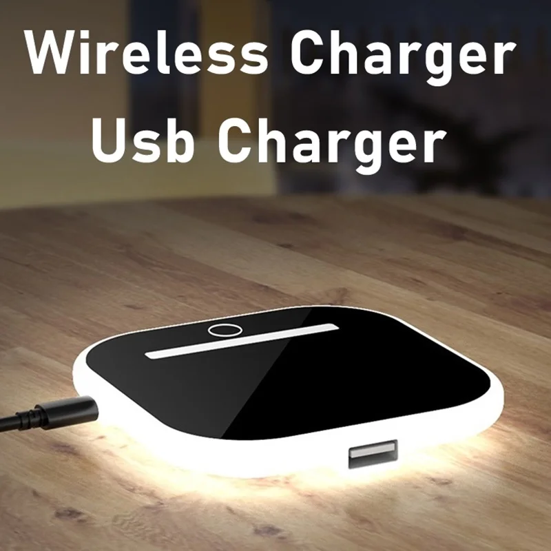 Универсальное Быстрое беспроводное зарядное устройство Qi 10 Вт светодиодное USB