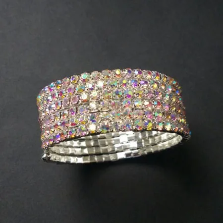 6rowAB TDQUEEN браслеты с серебряным покрытием Pulseiras браслет Кристалл Стразы многорядные Спираль браслет для женщин - Окраска металла: 6rowAB