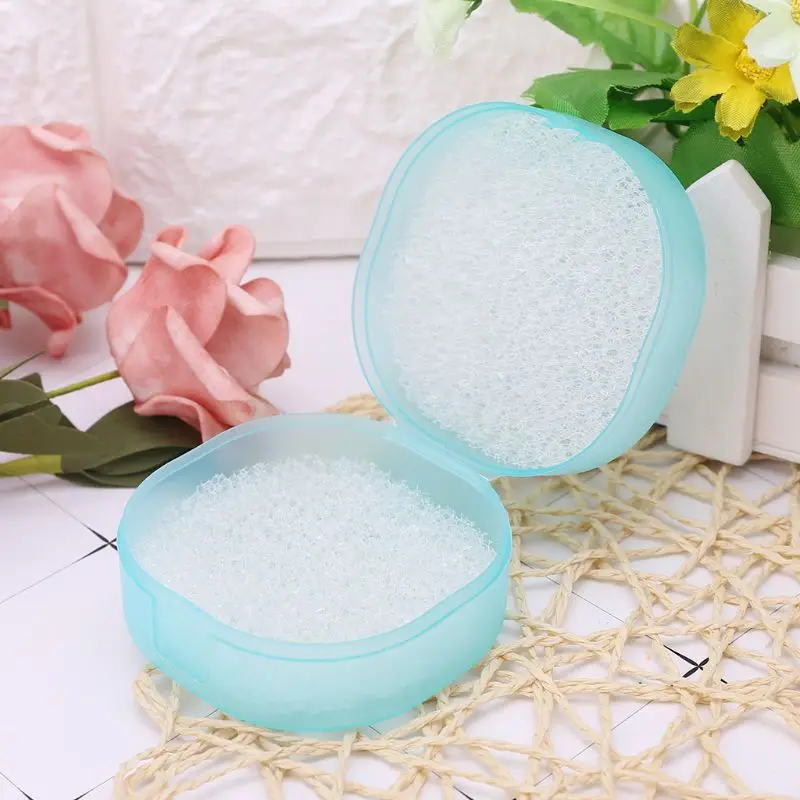

D0AC Portable Soap Box Container Round Leak Resistant Sponge Case Travel Bathroom New
