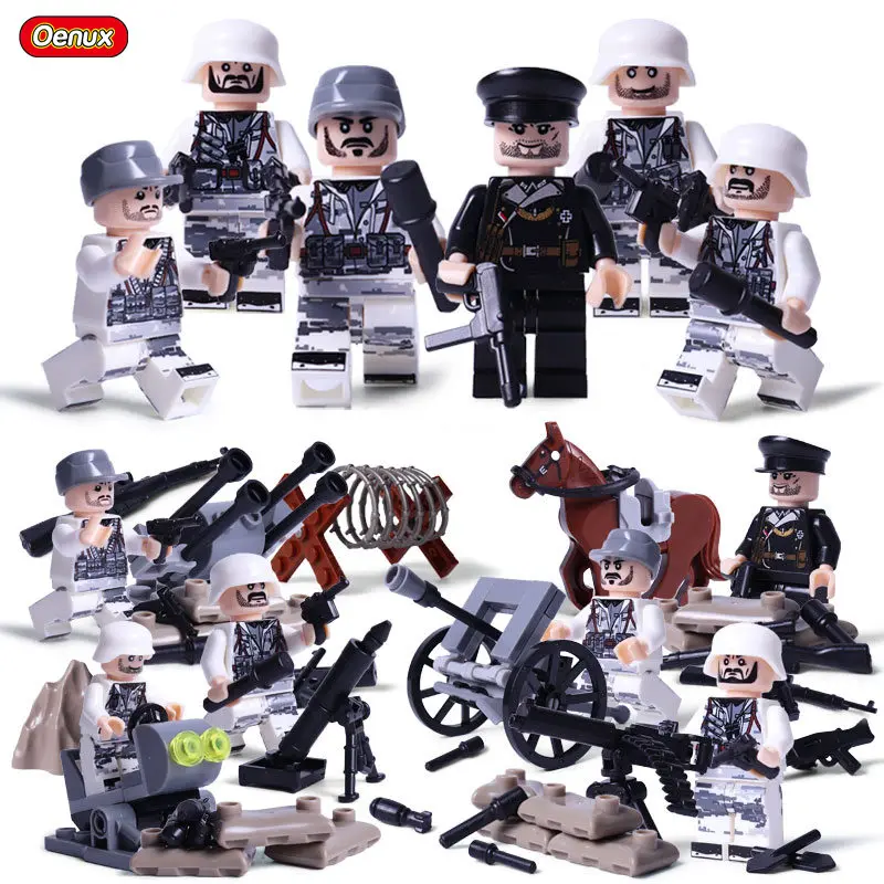 German Army 13 Oenux, серия WW2, мини военные фигурки, строительные блоки, 2 мировая война, США, советская британская армия, военные легоинги, кирпичные игрушки - Цвет: German Army 13