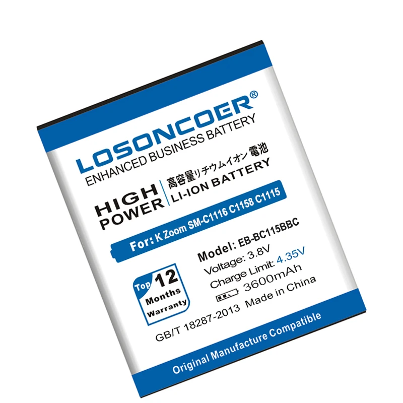 Аккумулятор LOSONCOER для Samsung GALAXY K 3600 ма/ч с зумом Zoom C1158 C1115 аккумулятором на 1 5 8 11 |