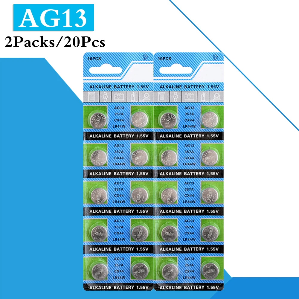 

20Pcs AG13 1.5V Alkaline Button Battery LR44 L1154 RW82 RW42 SR1154 SP76 A76 357A pila lr44 SR44 AG 13 Cell Coin Battery For Toy