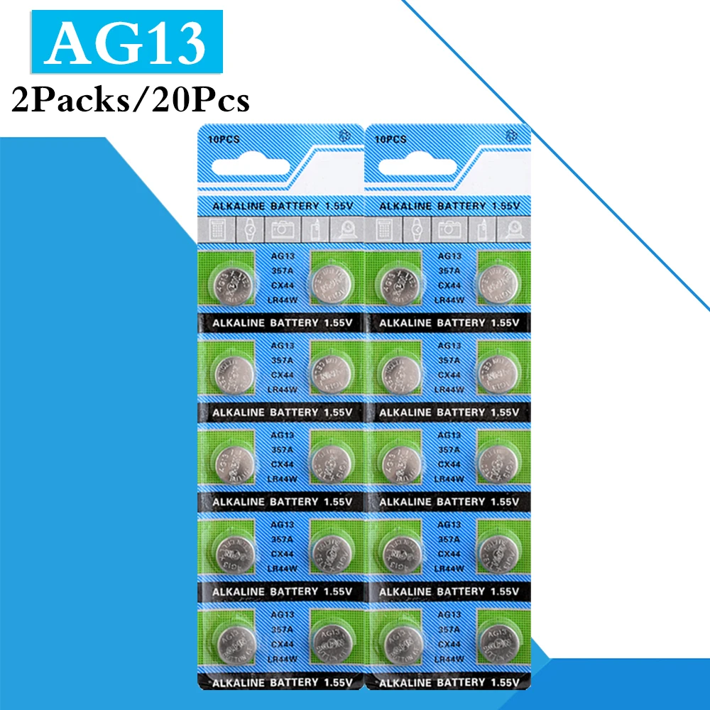 20 шт AG13 1 5 V Щелочная батарейка кнопка LR44 L1154 RW82 RW42 SR1154 SP76 A76 357A пила lr44 SR44 AG 13 ячейки
