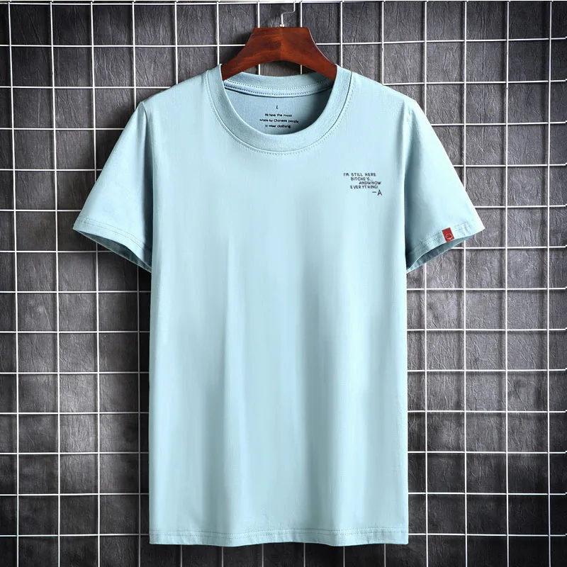 2021 Men's T-shirt Fashion O-neck Top Pure Cotton Clothing Short Sleeve High Quality Summer Clothing Printed White T-shirt 6XL