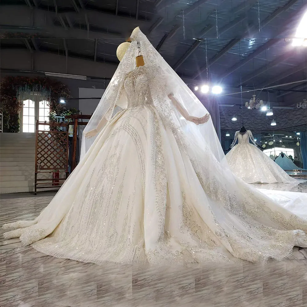 AIJINGYU Gothic Ball Long Sleeve Gowns Peach Cheap Off White Special Dubai Muslim 2021 New Gown Gownes Wedding Clothes