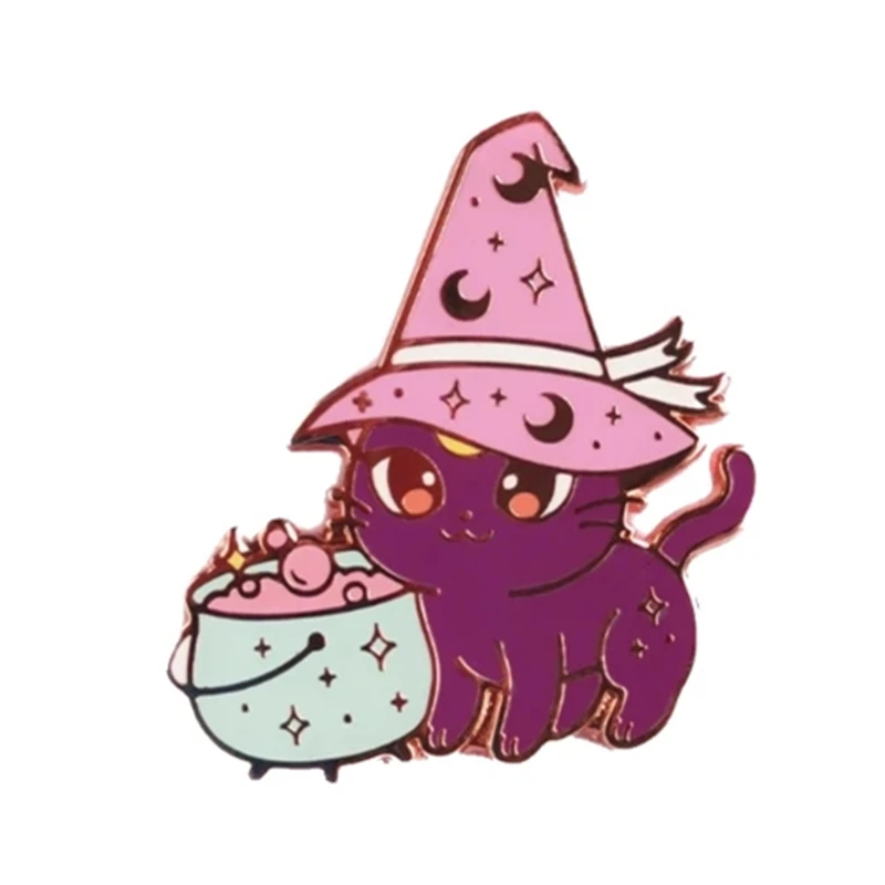 Симпатичная кошка ведьма заклинает на вас брошь заколки эмалированные