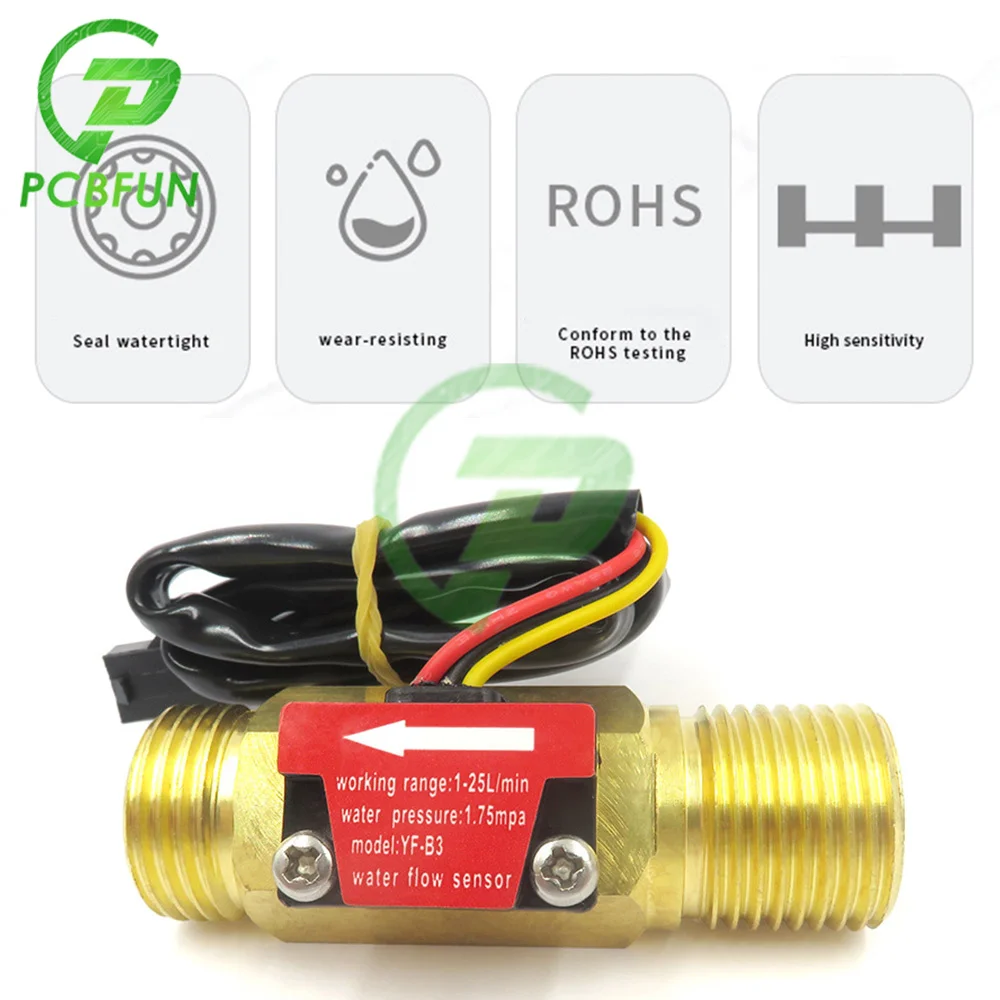 YF-B3 G1/2 Water Flow Hall Sensor Switch 1-25L/min DC 5-18V Meter for Industrial Control | Электронные компоненты и