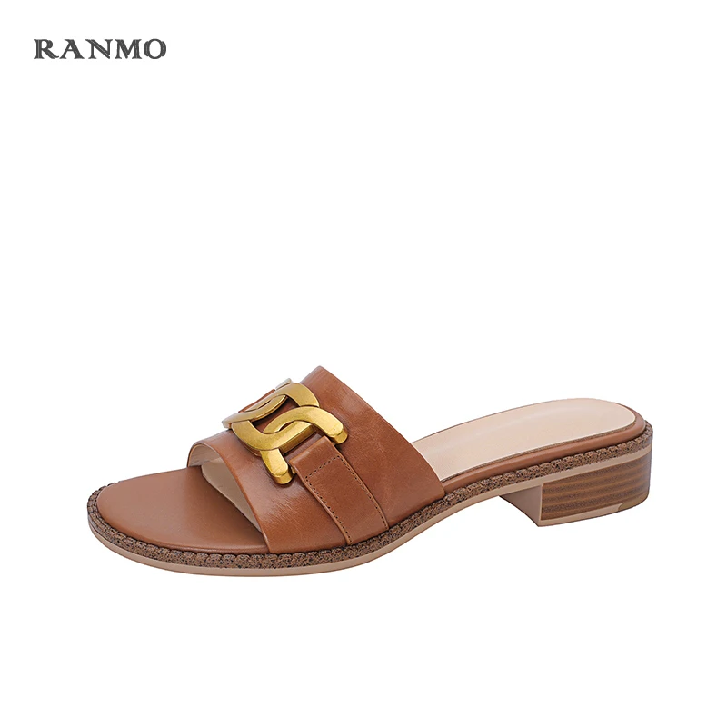 

new opentoed sandals slippers womens shoes summer outdoor slippers casual comfortable slippers metal decorative leather slippers
