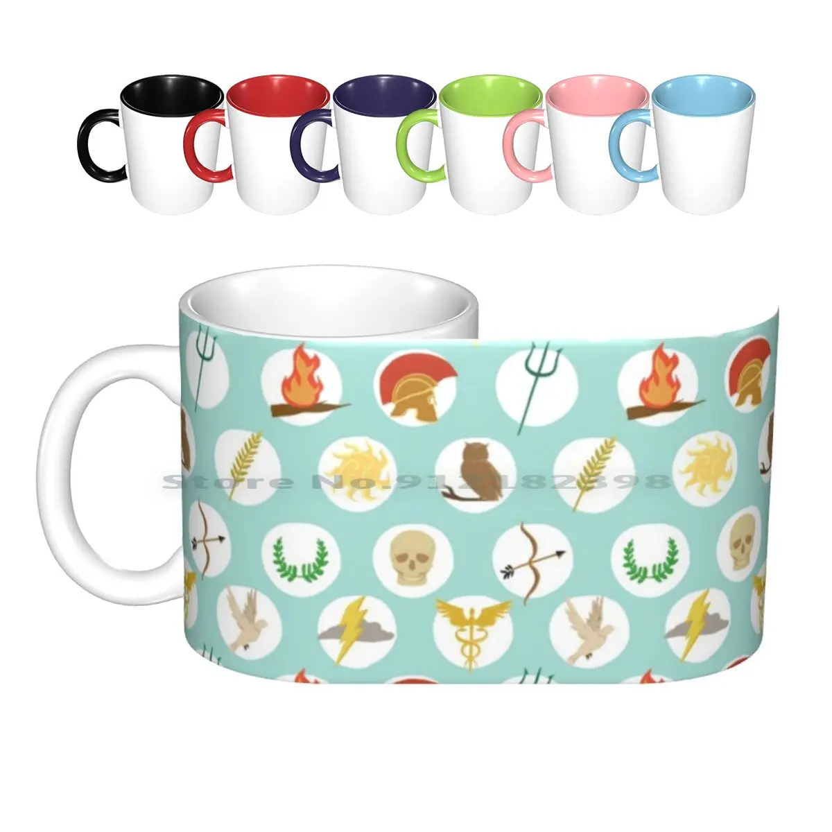 

Greek Gods Mythology Repeat Pattern - Percy Jackson Inspired Ceramic Mugs Coffee Cups Milk Tea Mug Greek Mythology Mythology