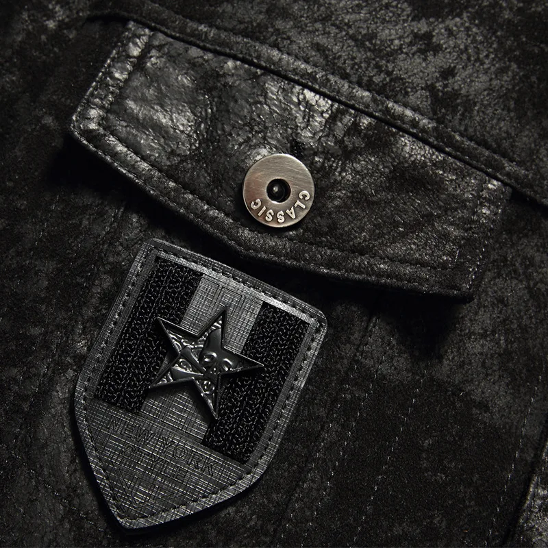 

Mens Spring Autumn Fashion Biker Outwear Business Casual Slim Fit Sheepskin Coat Casual Single Breasted Genuine Leather Jacket