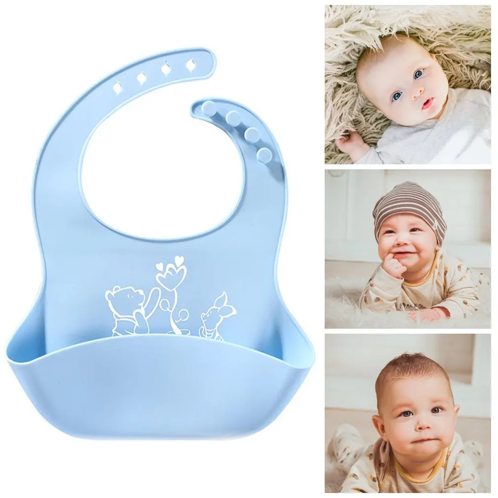 Babero de silicona s&oacute;lida con cesta para alimentaci&oacute;n de beb&eacute;, delantal para alimentaci&oacute;n de ni&ntilde;o, babero a la moda ajustable, con dobladillo en forma de cuenco para los restos-4