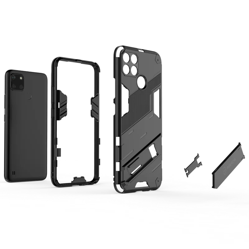 for realme c21y case punk stlye rubber armor bracket hard cover for realme c21y case for realme c21y c25y realme narzo 50a 50i free global shipping