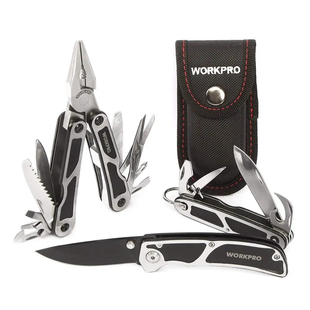 Black WORKPRO 3 шт. набор инструментов для выживания многофункциональные плоскогубцы многофункциональный нож тактический нож кемпинг Мультитулы - Цвет: Black