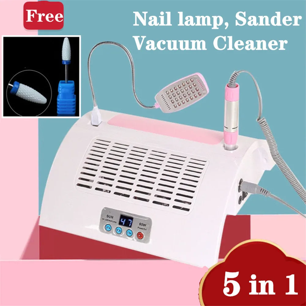 5 In 1 Nail Dryers Lamp Electric Manicure Dril Vacuum Cleaner Gel Nail Lamp Led UV Nail Lamp Manicure Lamp Drying Gel Polish LED