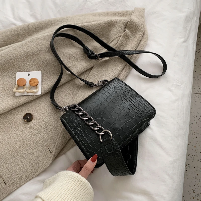 Модная маленькая квадратная сумка новинка зимы 2019 через плечо с каменным узором