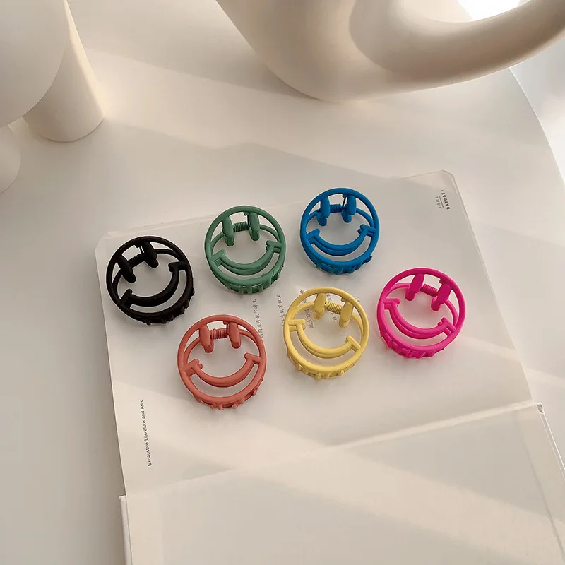 Милые заколки для волос с улыбающимся лицом женские металлические простые