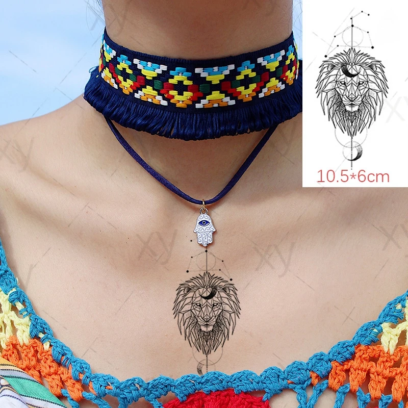 Водостойкая временная татуировка наклейка голова льва маска крест глаз боди-арт