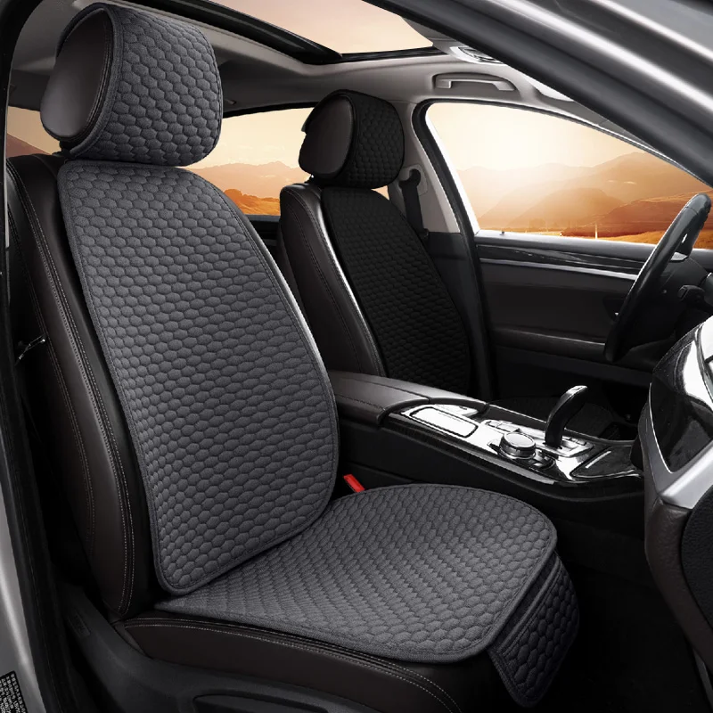 

Car Seat Cover Set Imitation Linen Universal Seat Protector Back Seat Cover Front Rear Breathable Car Supplies