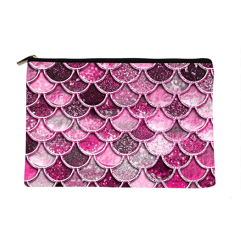 

Women Pink Mermaid Scales Printed Make up bag Fashion Women Cosmetics Organizer Bag for Travel Colorful Storage Bag for Lady Bag