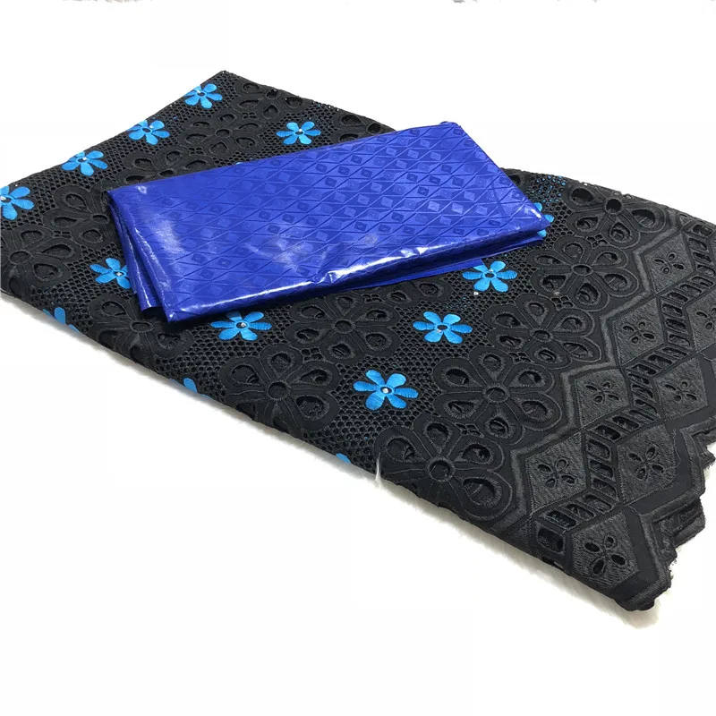 40 cotton Африканская морская Базен парча Дамасская ткань для Femme Robe Базен Riche Brode со швейцарским хлопковым кружевом 2,5+ 2,5 ярдов/партия BT30 - Цвет: 40 cotton