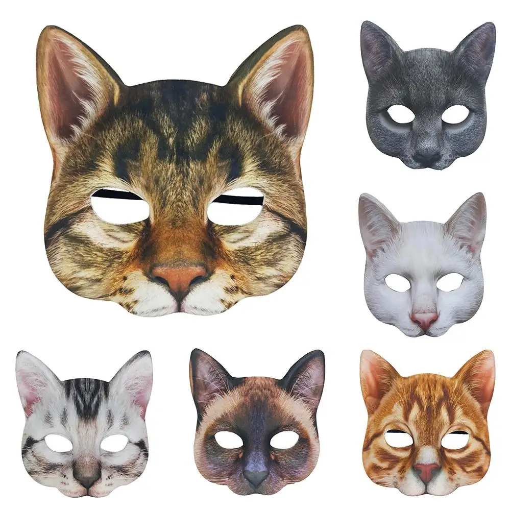 

Newest Halloween Mask Cat Half Face Mask Party Playing Props Furry Animal Adult Costume Cat Mask Halloween Animal Head Toys