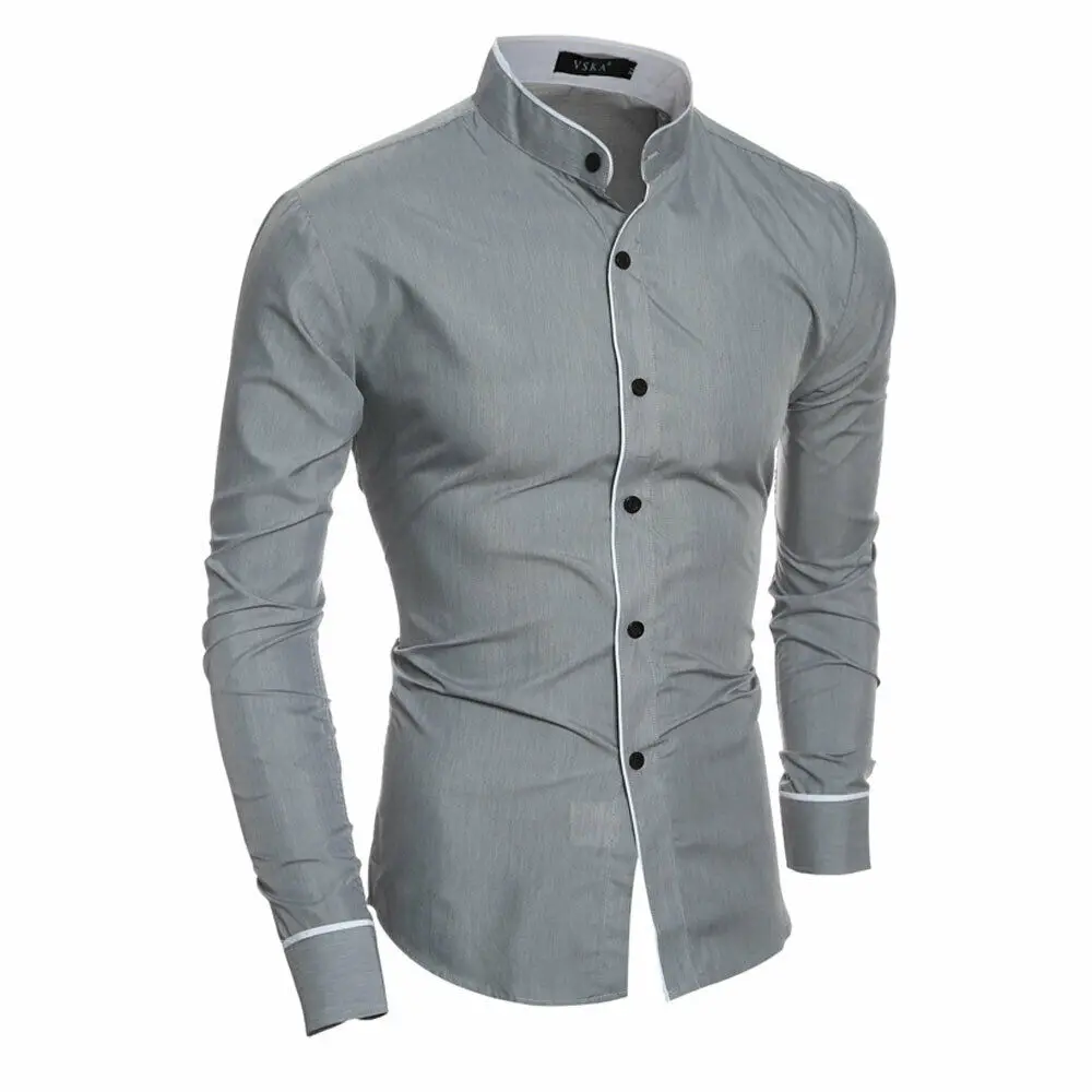 

Goocheer New Arrival Men's Luxury Casual Formal Shirt Long Sleeve Slim Fit Business Blouse Button Solid Shirts Tops