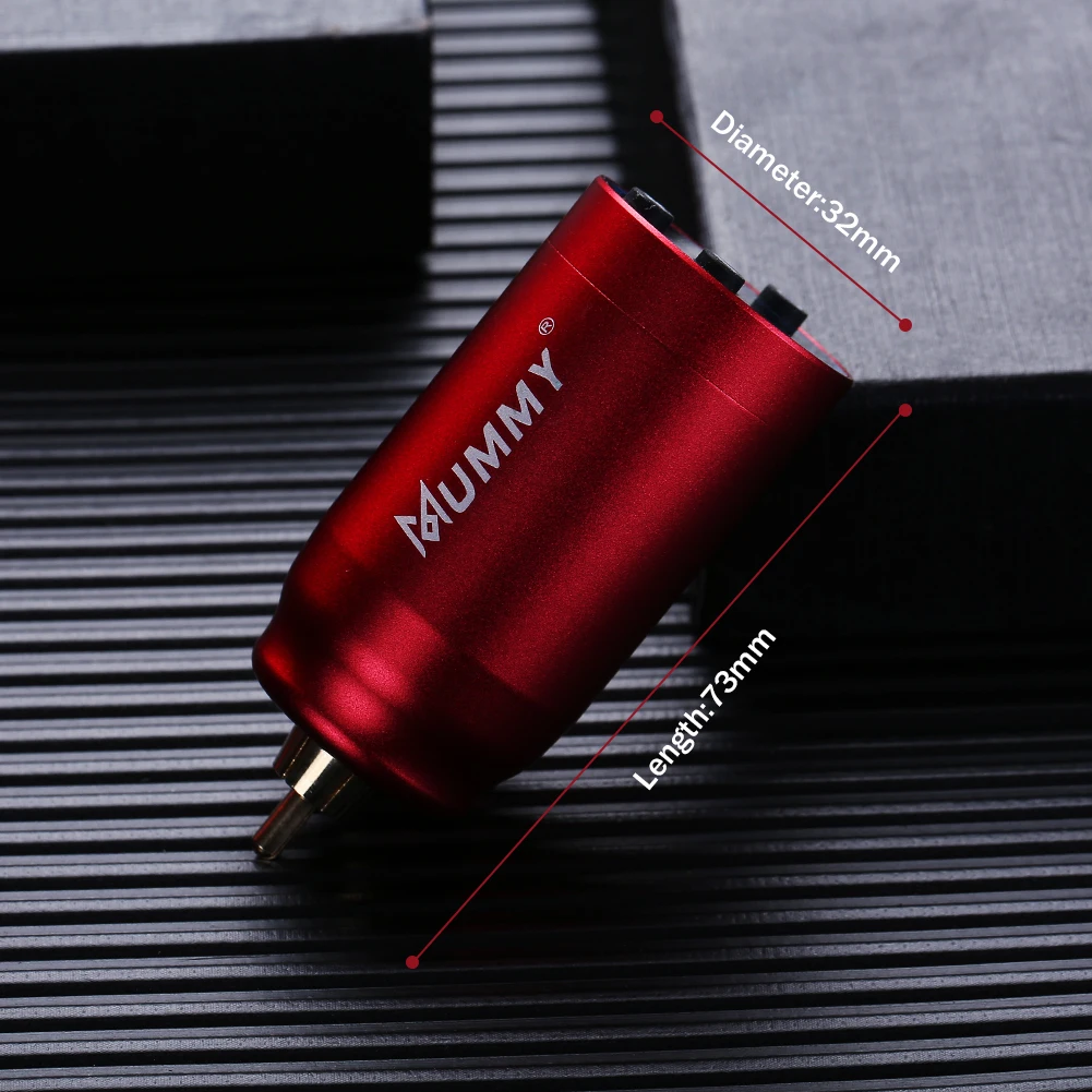 Mummy – stylo de tatouage rotatif sans fil, alimentation avec connecteur RCA, machine à tatouer, batterie haute capacité, 1800mah