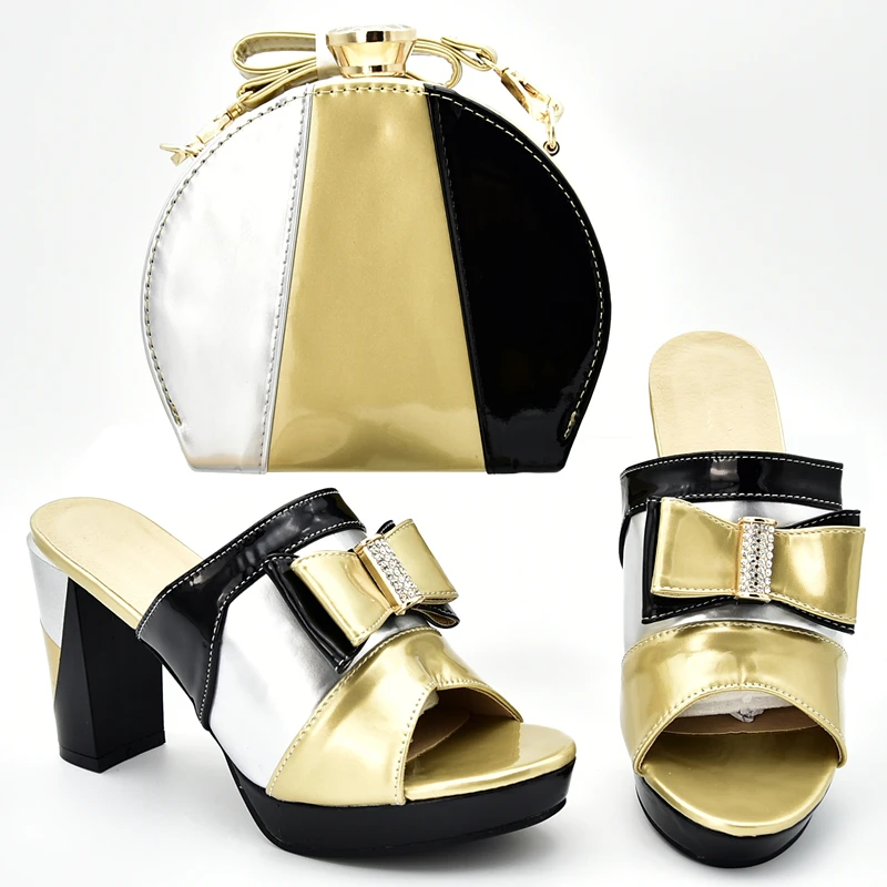 Новое поступление Женские Босоножки на каблуке Итальянская обувь и сумочка в