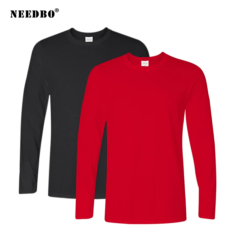 2 шт./лот весенне осенняя футболка с длинными рукавами из 100% хлопка мужские
